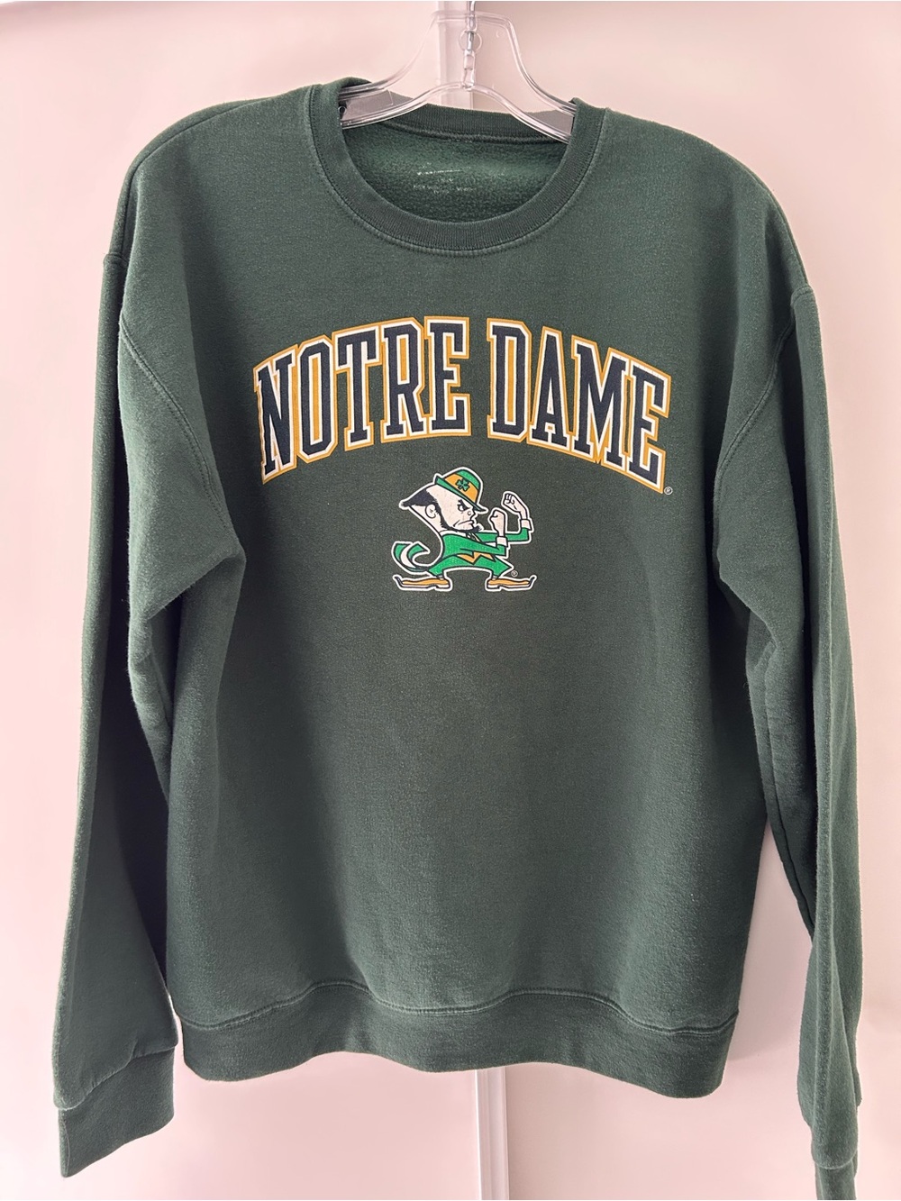 Notre Dame Fighting Irish Leprechaun Green Crewneck Sweatshirt NCAA Men’s M